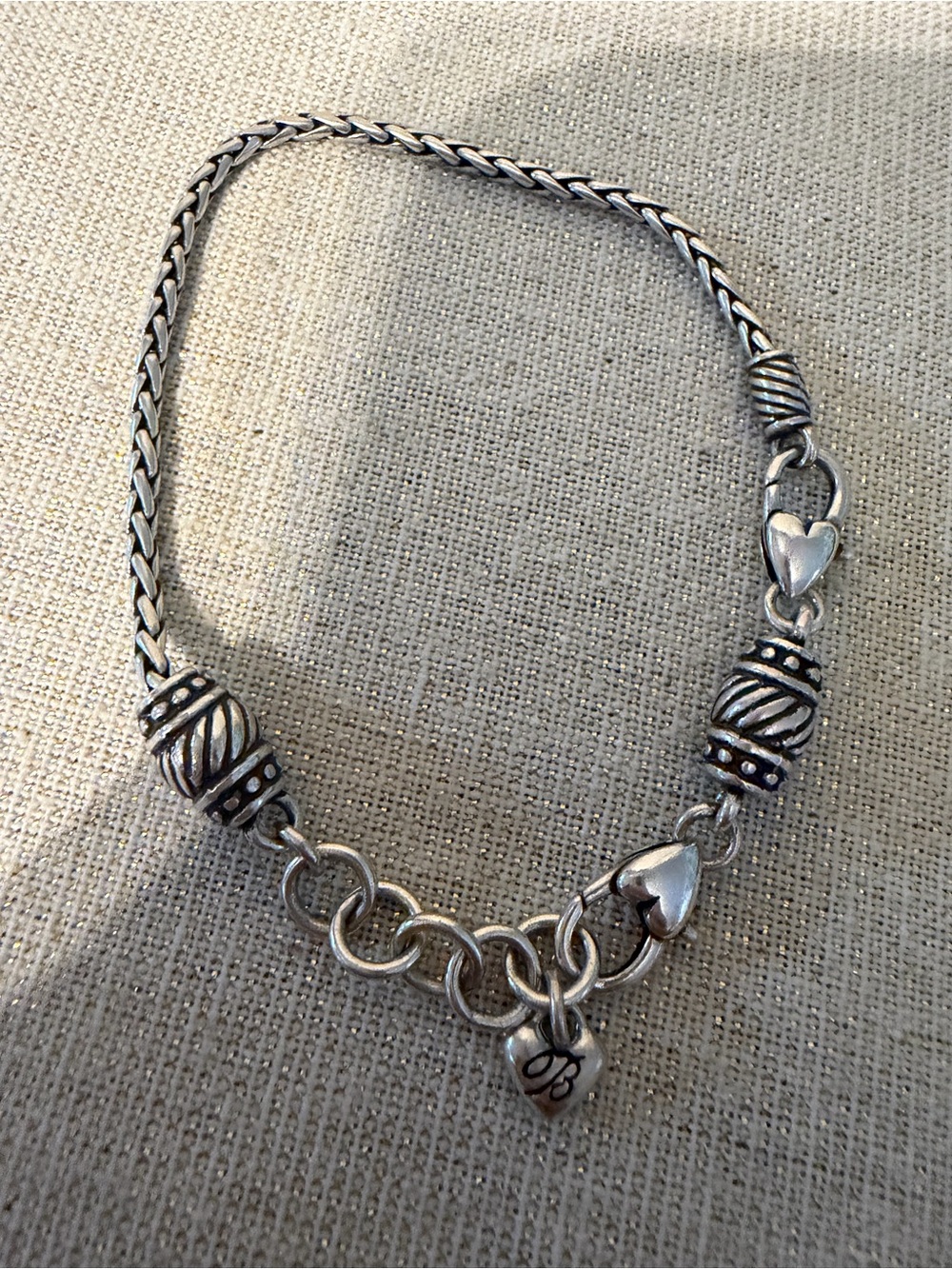 Brighton Slide Silver-Tone Heart Charm Bracelet - Silver